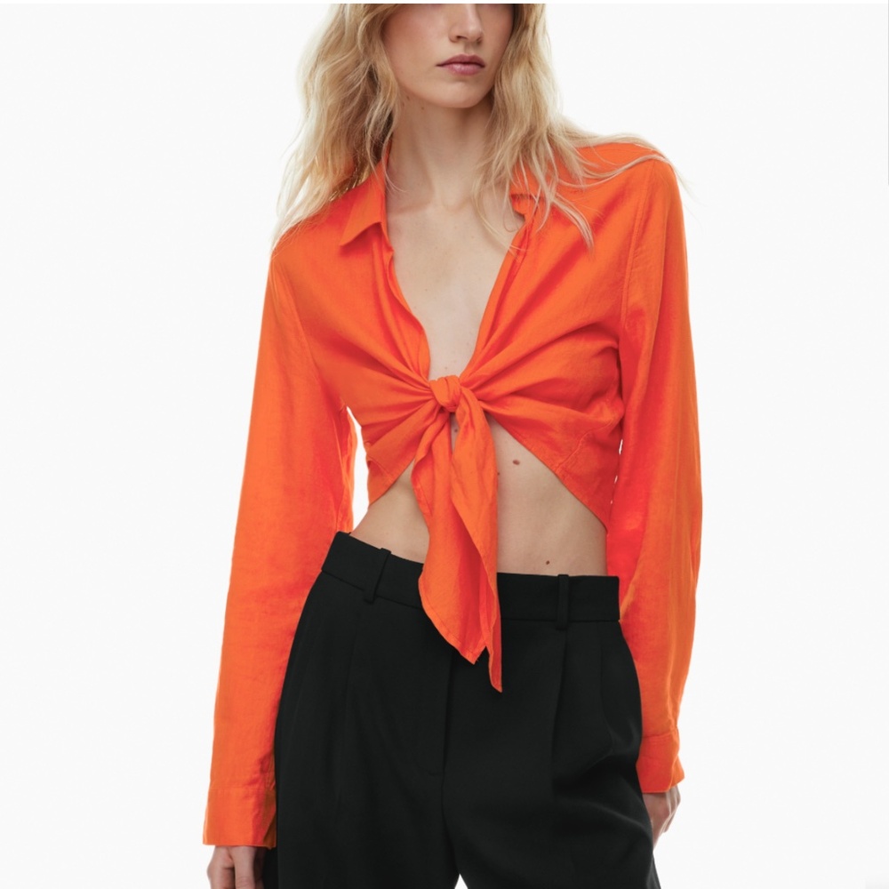 Like new Aritzia linen blouse orange in size xs
